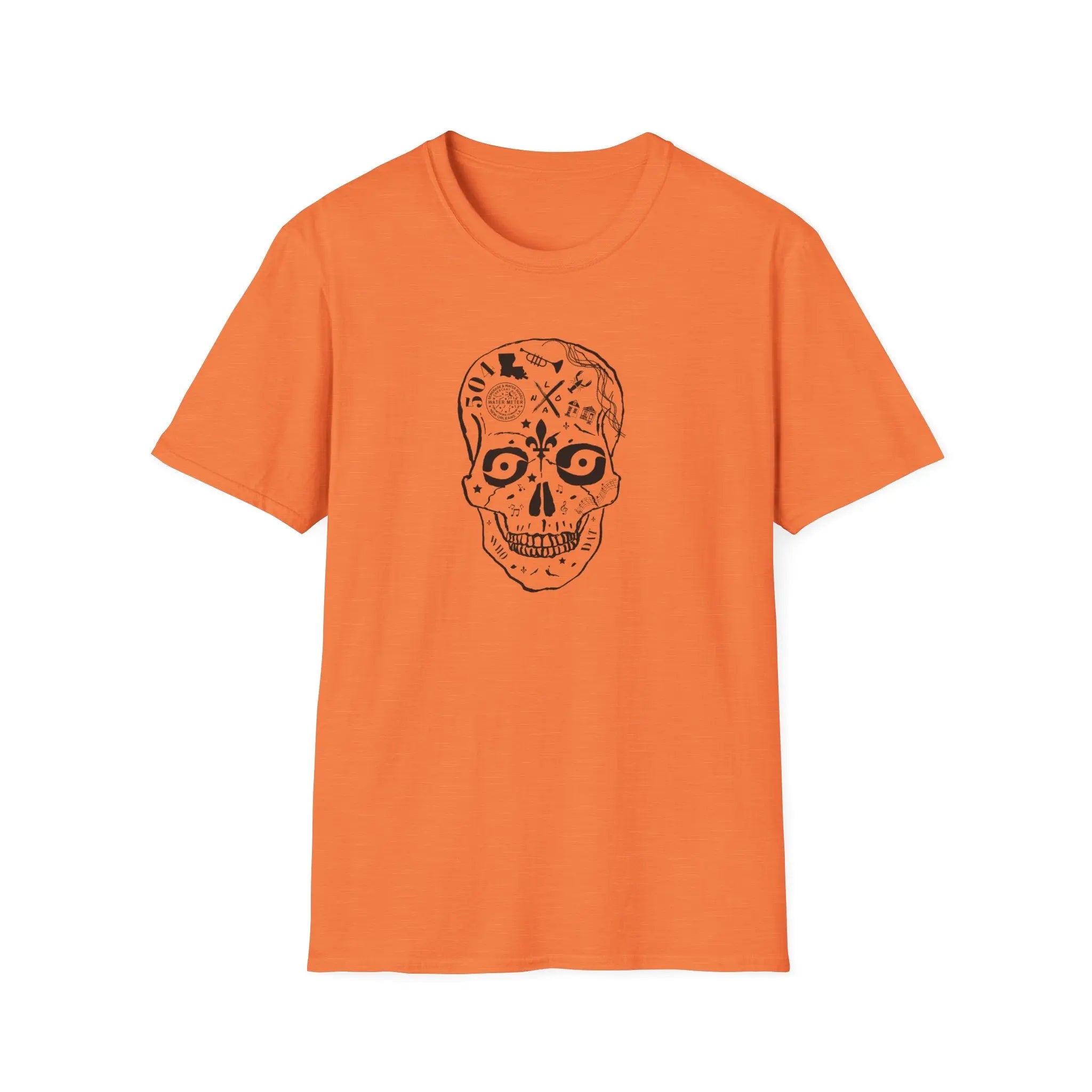 Black & White Nola Sugar Skull T-Shirt Printify