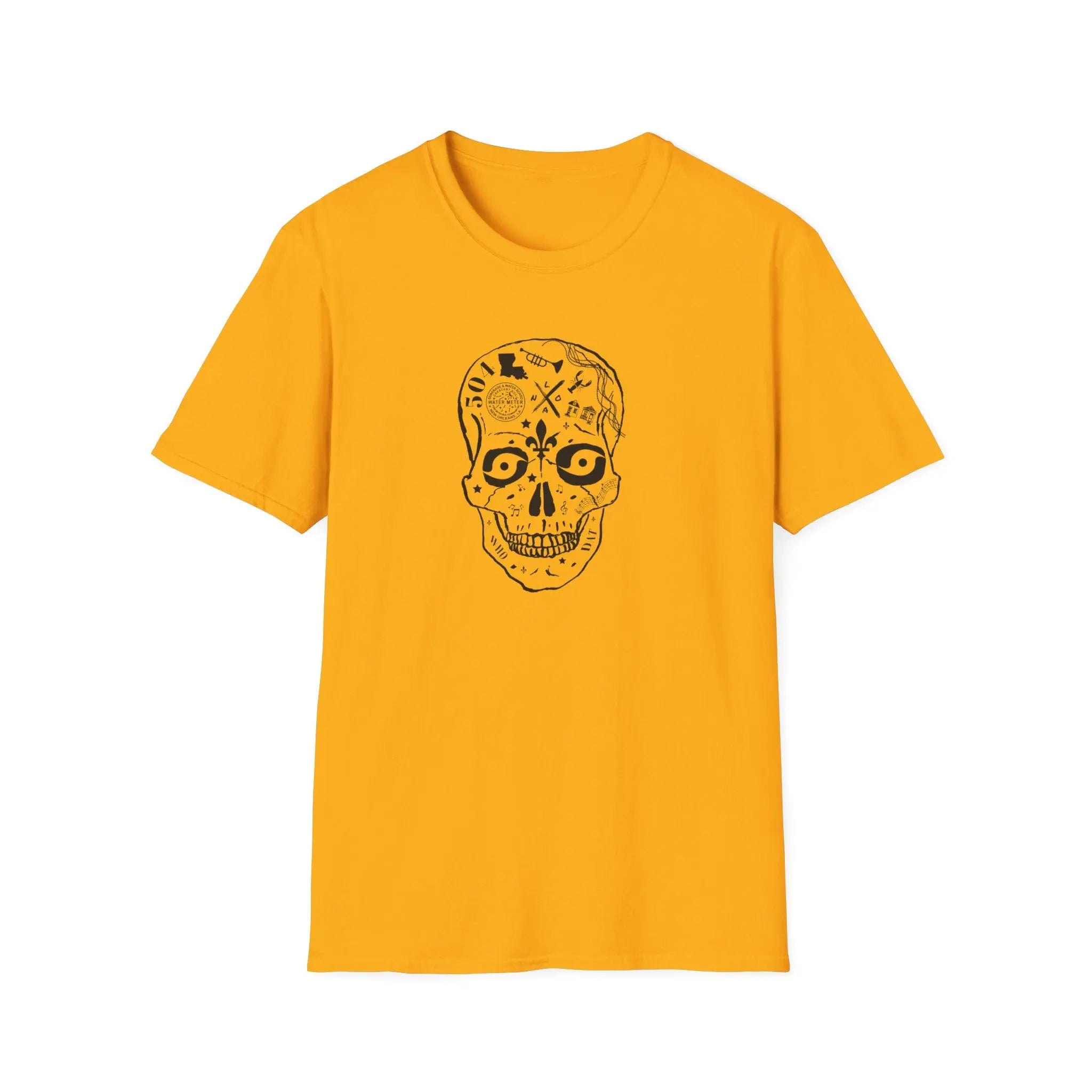 Black & White Nola Sugar Skull T-Shirt Printify