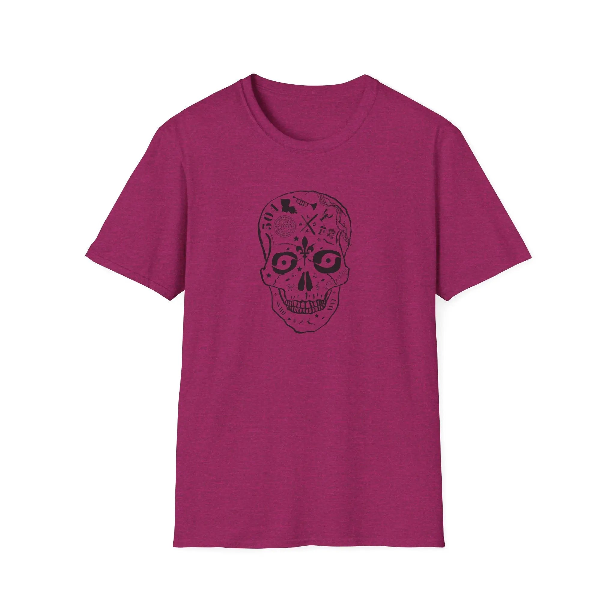 Black & White Nola Sugar Skull T-Shirt Printify