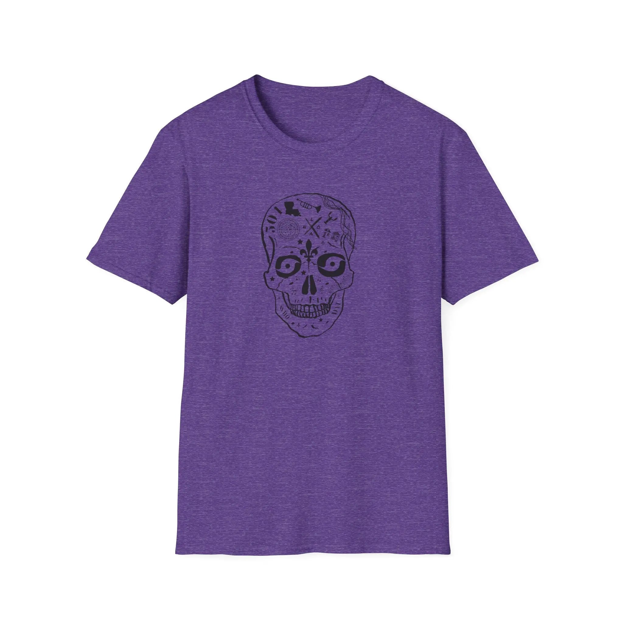 Black & White Nola Sugar Skull T-Shirt Printify