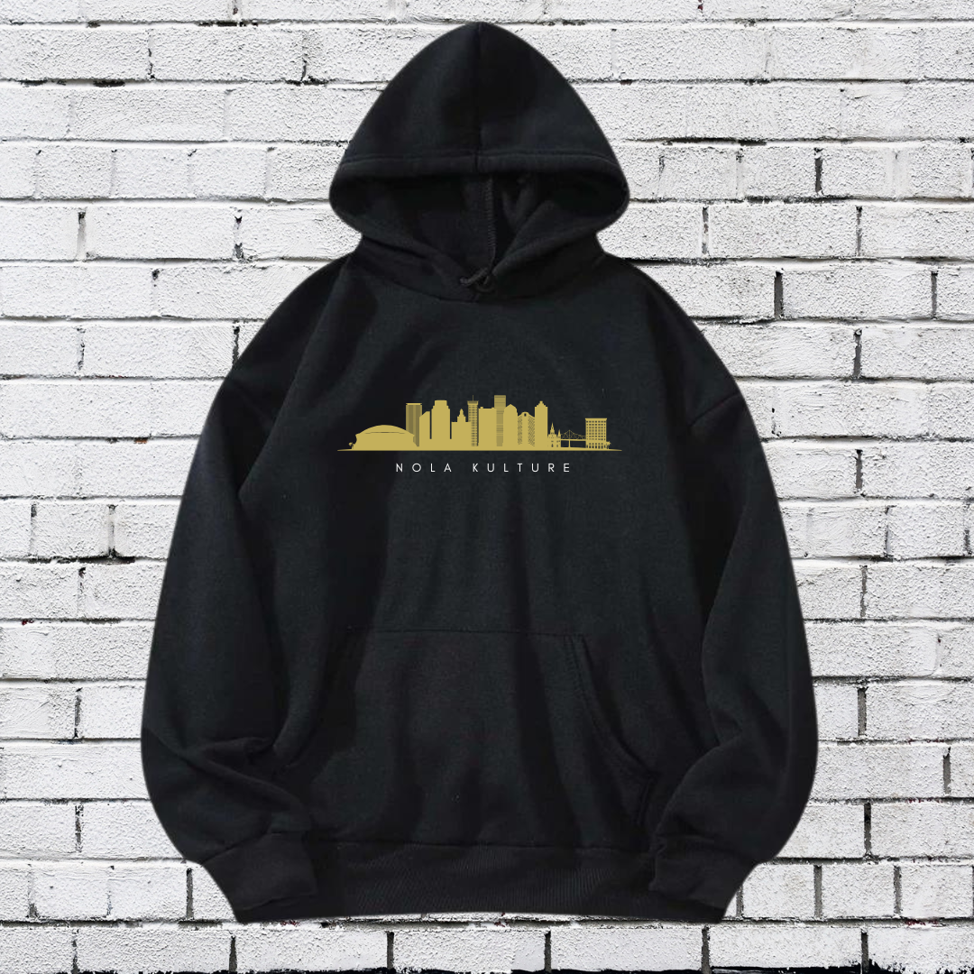 Crescent City Skyline Gold Hoodie Printify