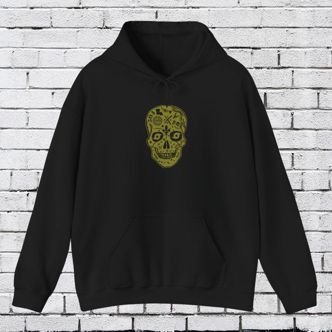 Nola Sugar Skull Gold Hoodie Printify