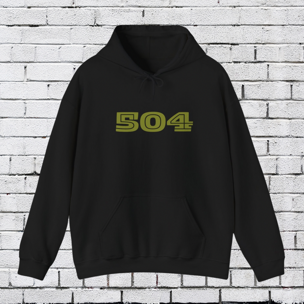 “504” Bold Gold Hoodie Printify